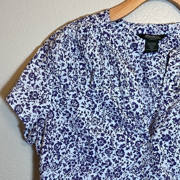 Eddie Bauer Purple Floral Button Down Shirt - Picture 3 of 10
